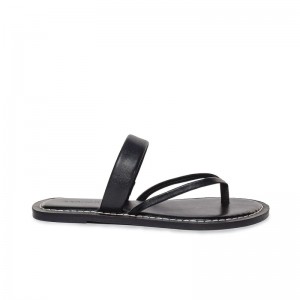 Black Bernardo Leia Thong Women Flat Sandals | PEA2145IT