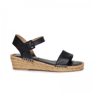 Black Bernardo Madrid Espadrille Women Wedge Sandals | TCB223PY