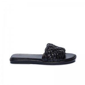 Black Bernardo Troy Woven Women Slide Sandals | DMM4681DN