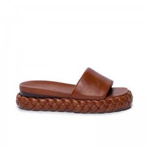 Chocolate Bernardo Charleston Braided Women Slide Sandals | TQG843AM