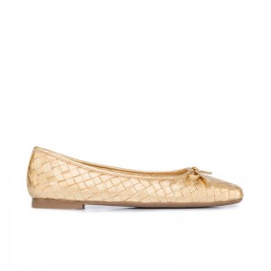 Gold Bernardo Gwynn Woven Women Ballet Flats | ZSB2944QS