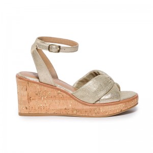 Gold Bernardo Kearny Women Wedge Sandals | FSH993EL