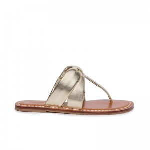 Gold Bernardo Margaret Thong Women Slide Sandals | KZJ629YB