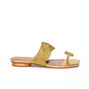 Gold Bernardo Palermo Women Flat Sandals | LJZ2889IR