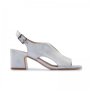 Silver Bernardo Bedford Mid Women Heels Sandals | NTX1755ZK