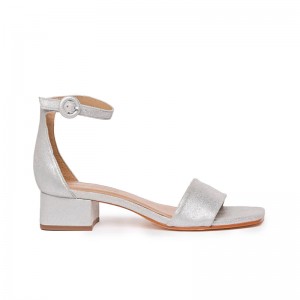 Silver Bernardo Jalena Low Women Heels Sandals | DDA2983SS