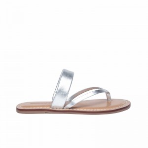 Silver Bernardo Leia Thong Women Flat Sandals | THO9917XC