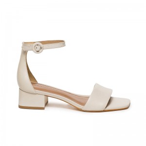 White Bernardo Jalena Low Women Heels Sandals | MIL6251SB