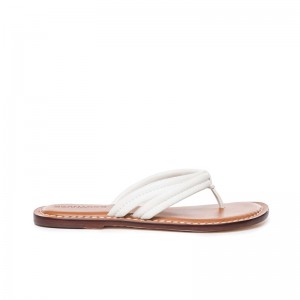 White Bernardo Miami Thong Women Slide Sandals | WVE8158RU