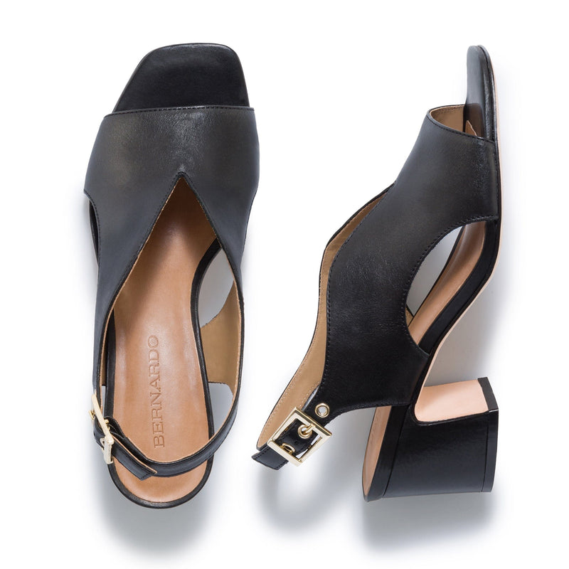 Black Bernardo Bedford Mid Women Heels Sandals | WIZ7545RW