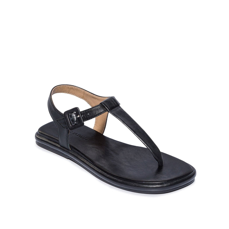 Black Bernardo Tucson T-Strap Women Flat Sandals | LRB6821IL