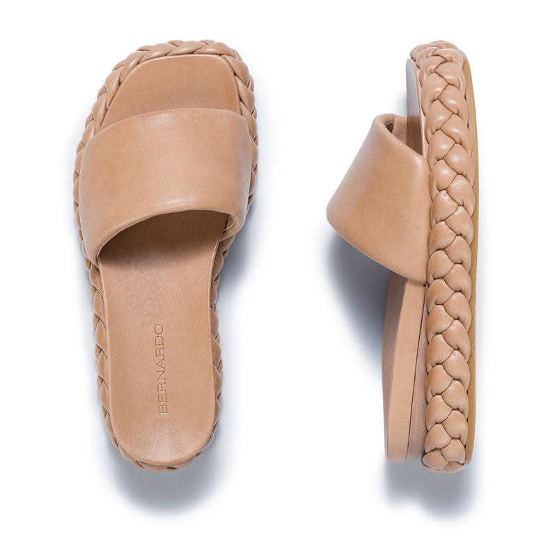 Brown Bernardo Charleston Braided Women Slide Sandals | BAI9569QP