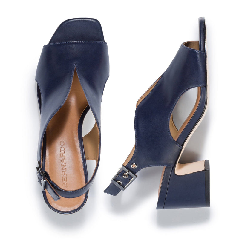 Dark Navy Bernardo Bedford Mid Women Heels Sandals | KMR3820LJ