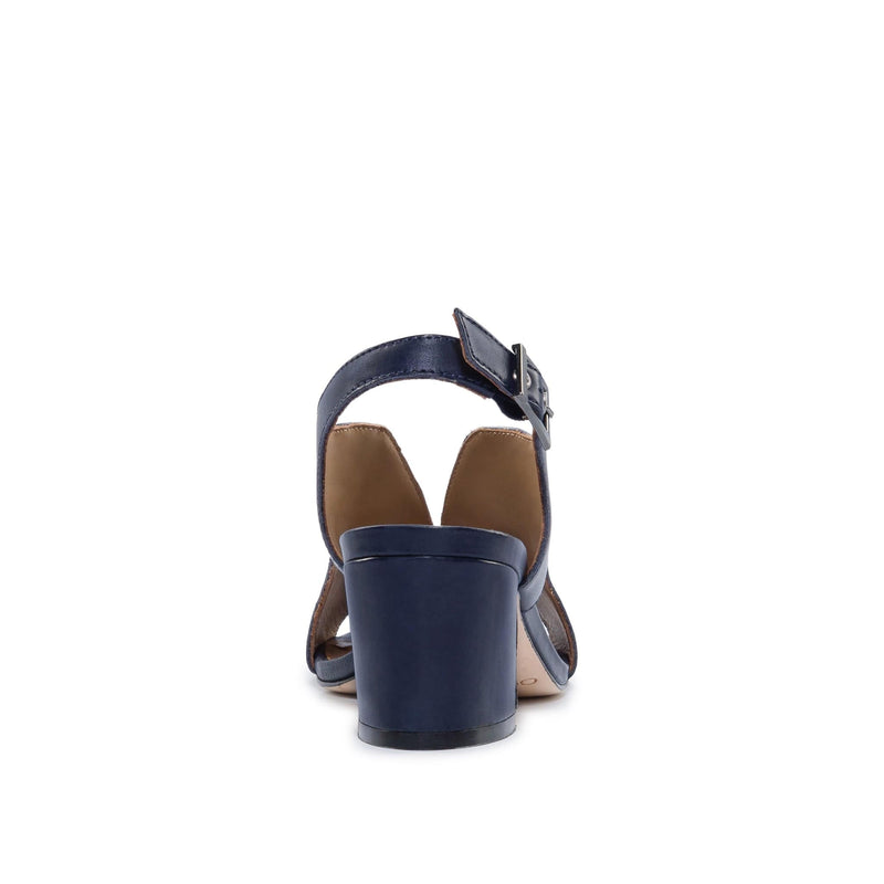 Dark Navy Bernardo Bedford Mid Women Heels Sandals | KMR3820LJ