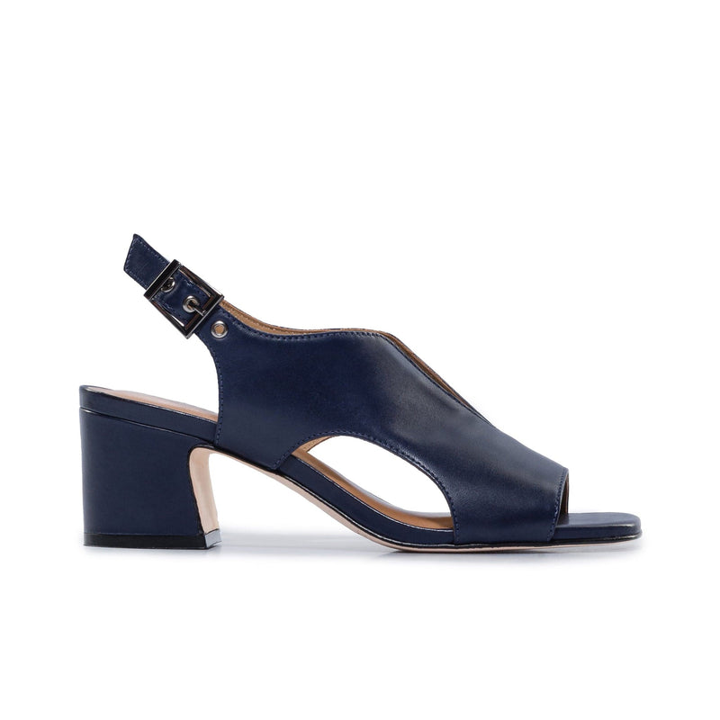 Dark Navy Bernardo Bedford Mid Women Heels Sandals | KMR3820LJ