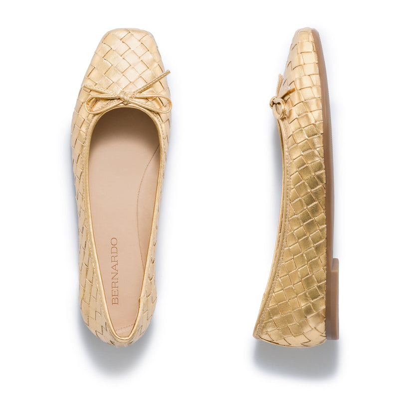 Gold Bernardo Gwynn Woven Women Ballet Flats | ZSB2944QS