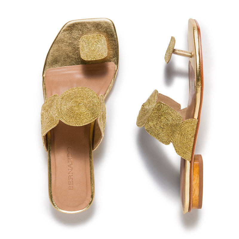 Gold Bernardo Palermo Women Slide Sandals | XQM5830HV