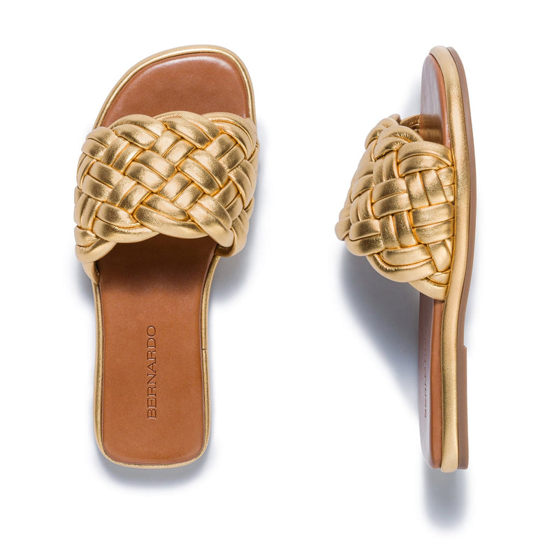 Gold Bernardo Troy Woven Women Slide Sandals | ARK3763TP