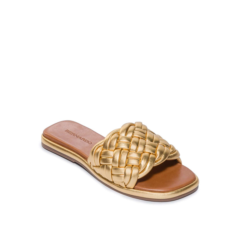 Gold Bernardo Troy Woven Women Slide Sandals | ARK3763TP