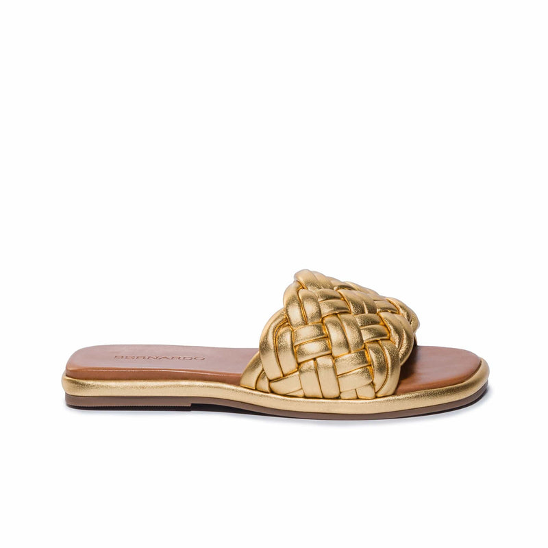 Gold Bernardo Troy Woven Women Slide Sandals | ARK3763TP