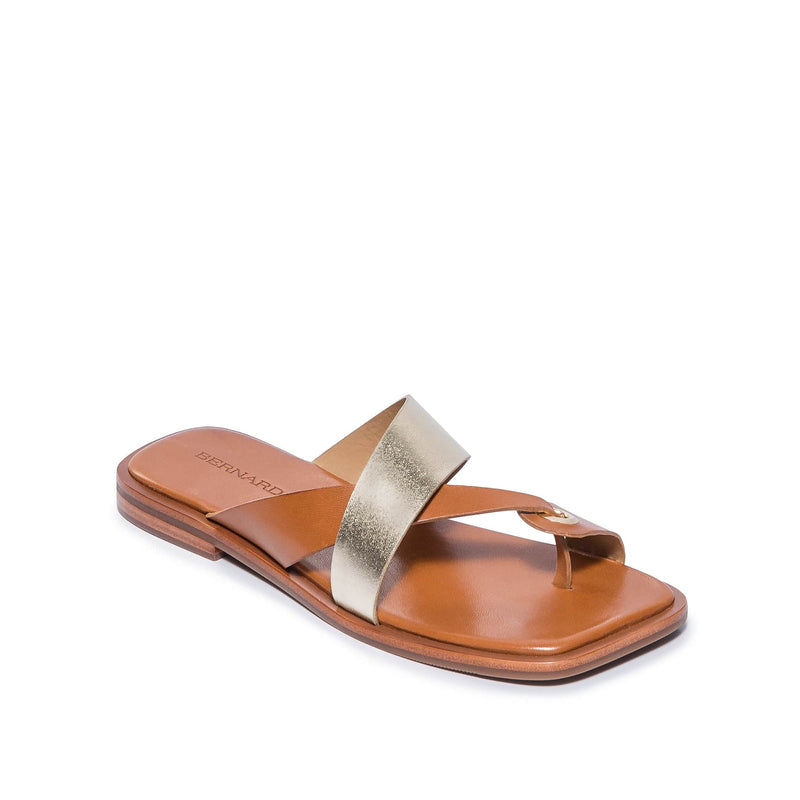 Gold Brown Bernardo Amelia Cross Strap Women Slide Sandals | KSP475OB