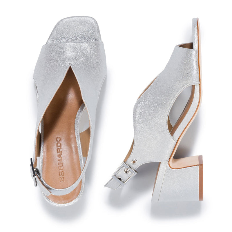 Silver Bernardo Bedford Mid Women Heels Sandals | NTX1755ZK