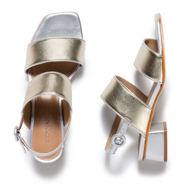 Silver Gold Bernardo Jasper Slingback Women Heels Sandals | VEK3811MG