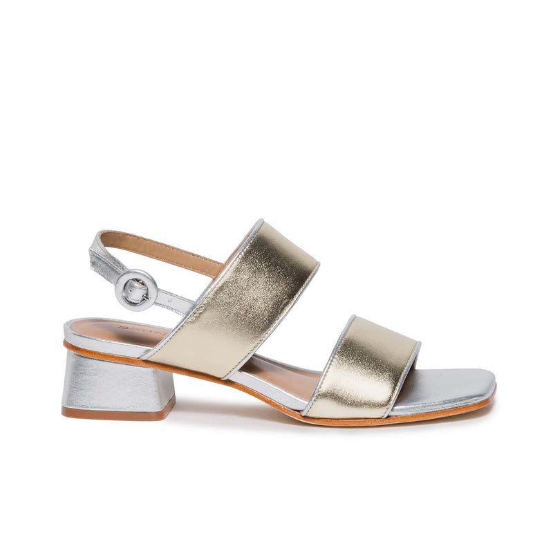 Silver Gold Bernardo Jasper Slingback Women Heels Sandals | VEK3811MG