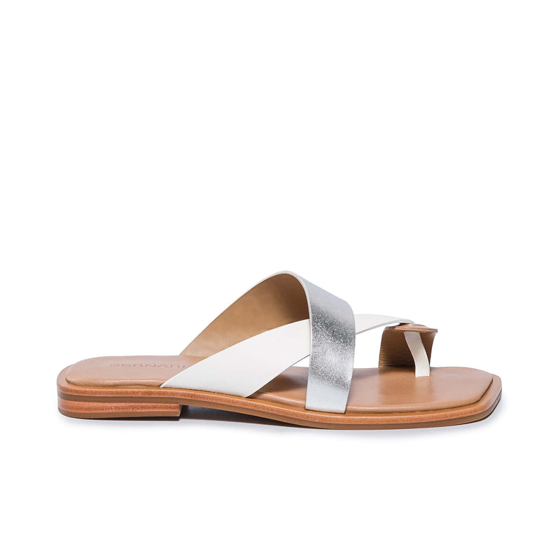 Silver White Bernardo Amelia Cross Strap Women Slide Sandals | MXP9286ZH