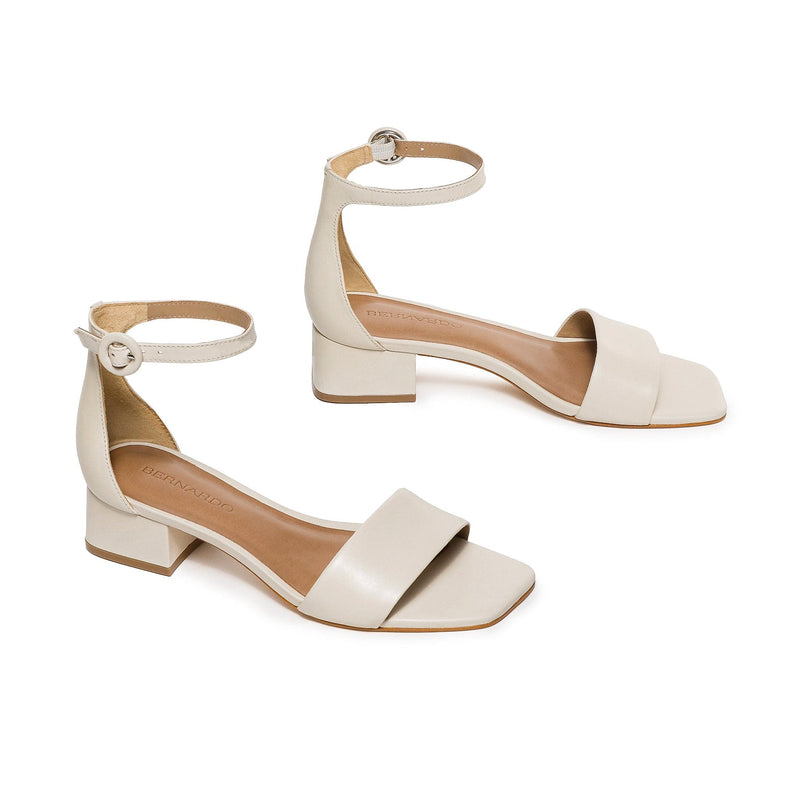 White Bernardo Jalena Low Women Heels Sandals | MIL6251SB