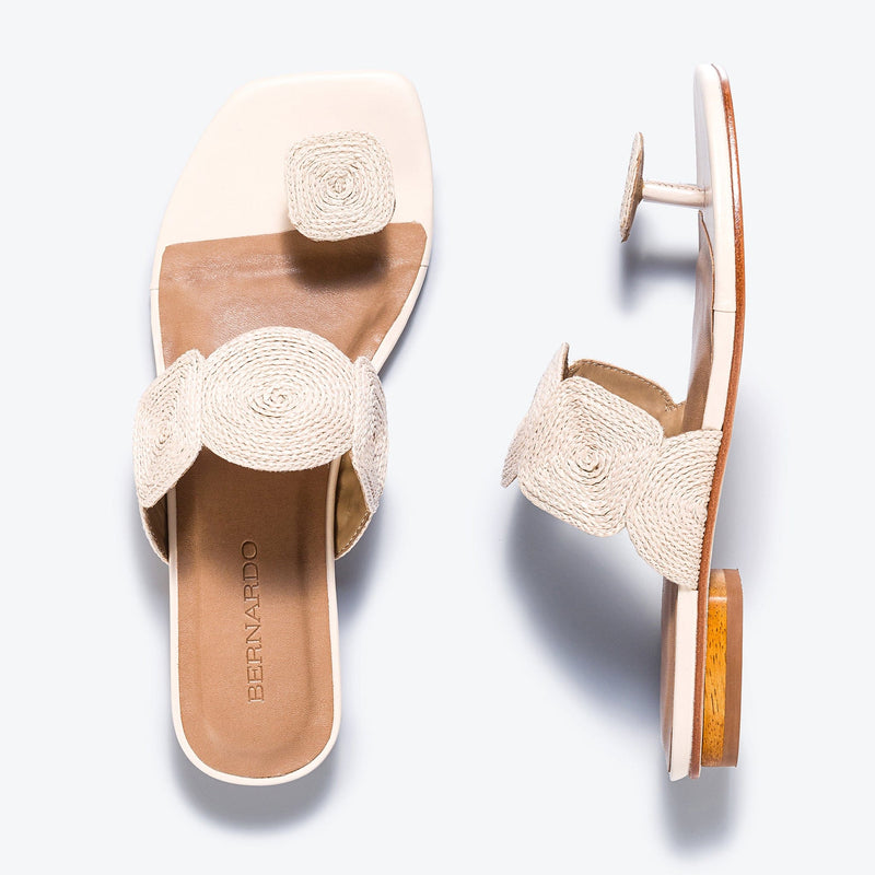 White Bernardo Palermo Raffia Women Flat Sandals | HAY855WG