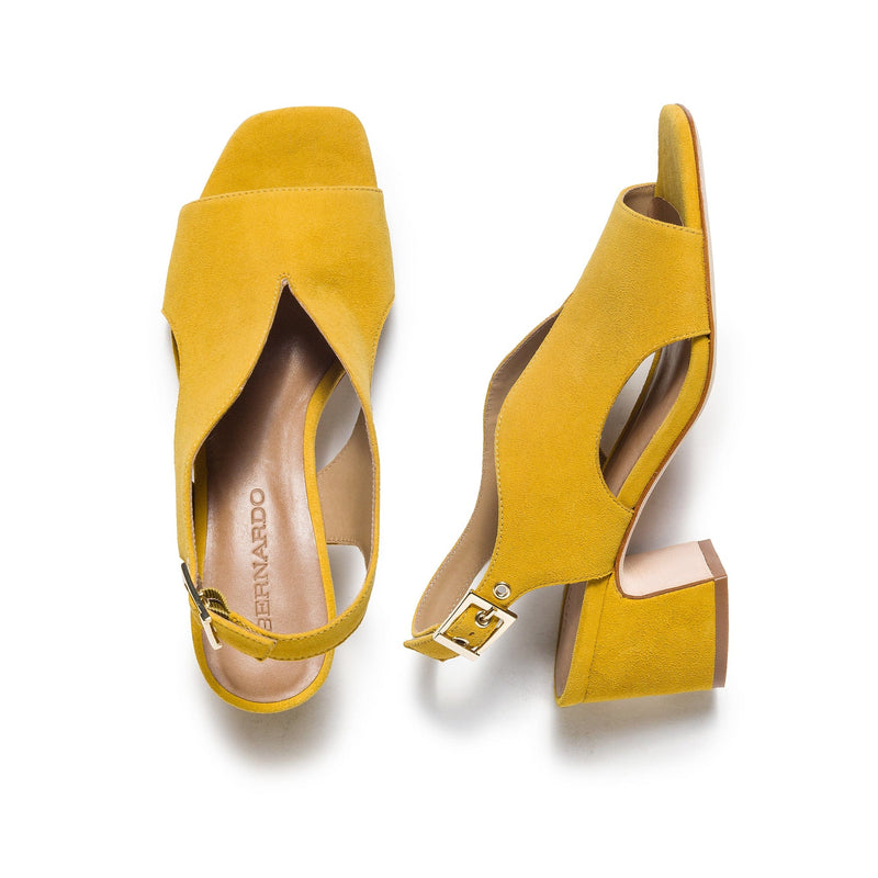 Yellow Bernardo Bedford Mid Women Heels Sandals | KPL5769UA