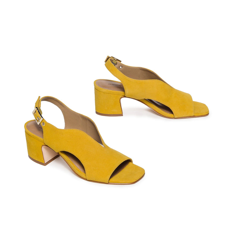 Yellow Bernardo Bedford Mid Women Heels Sandals | KPL5769UA